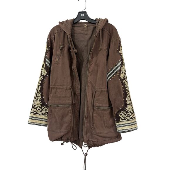 Free People Golden Quills Embellished Military Jacket XS - Picture 2 of 7